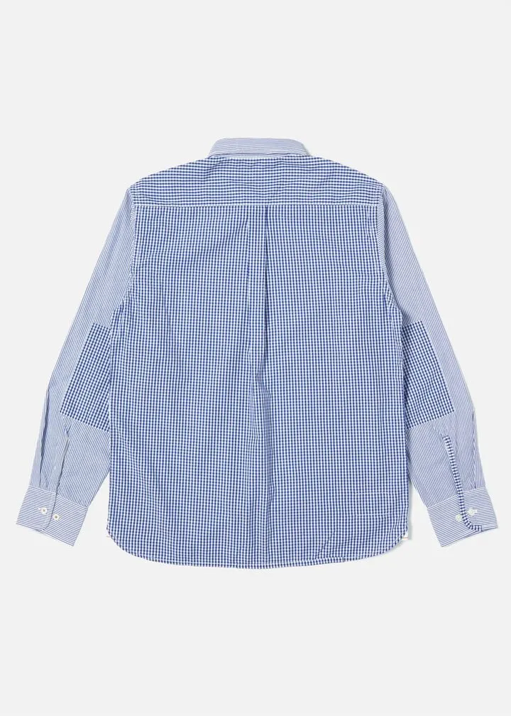 Universal Works Patch Shirt in Blue Classic Shirting