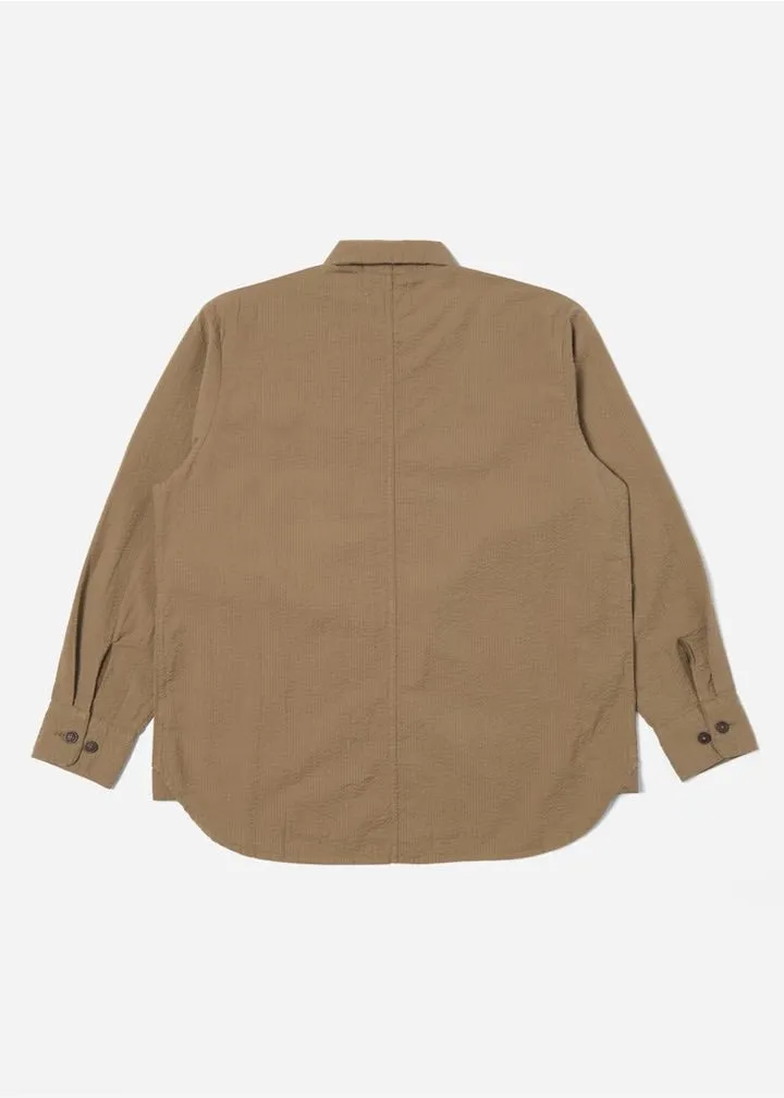 Universal Works Travail Overshirt Olive Seercucker