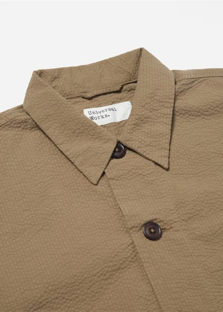 Universal Works Travail Overshirt Olive Seercucker