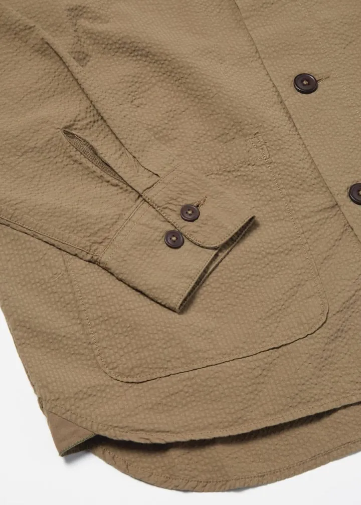 Universal Works Travail Overshirt Olive Seercucker