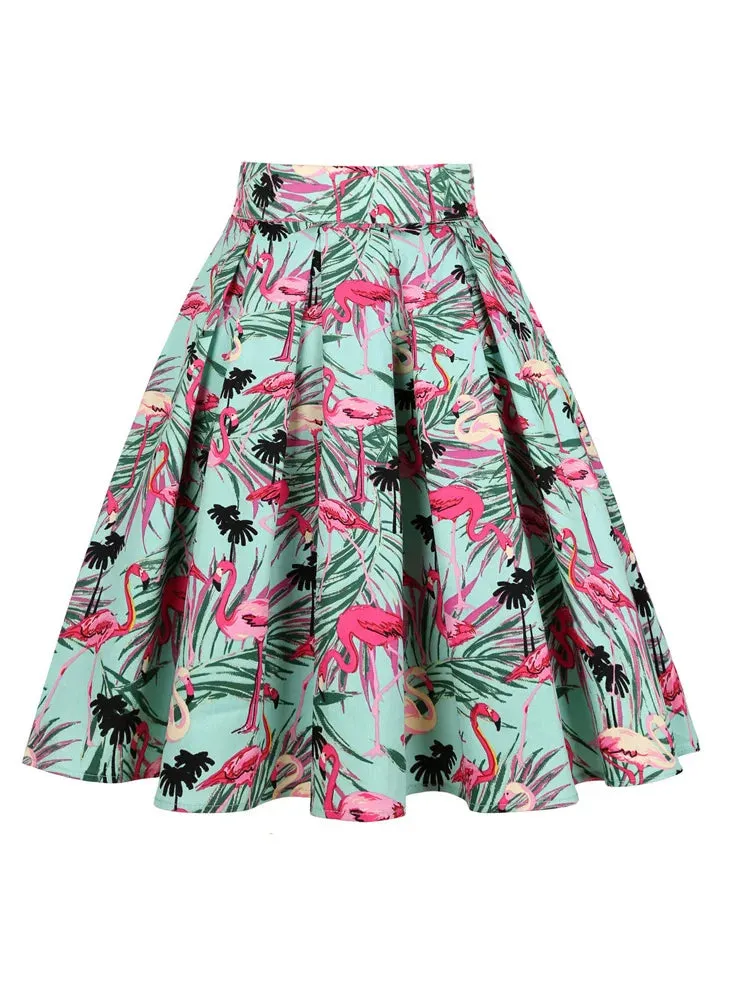 Uniwim White Blue 50s Vintage Floral Pleated Skirts Womens School Korean 2024 Punk Y2K Cotton Rockabilly 50s Pinup Casual Party Skater