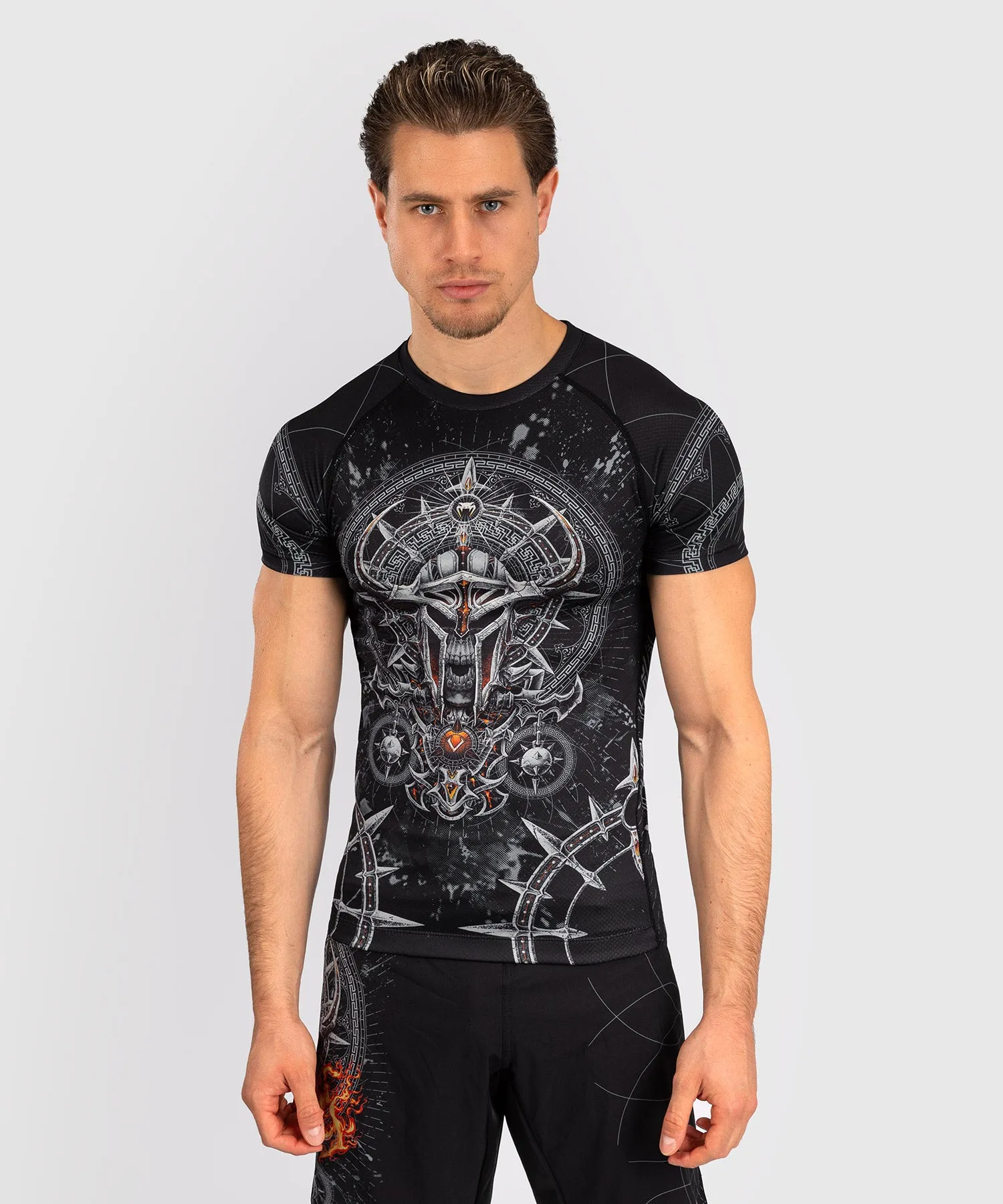 Venum Gladiator 5.0 Men's Short Sleeve Rashguard - Black/Silver