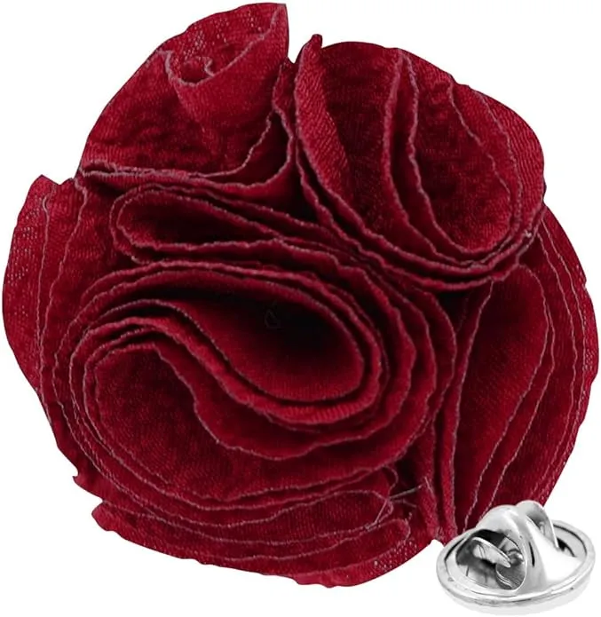 Vittorio Vico Unisex Solid Seersucker Flower Lapel Pin