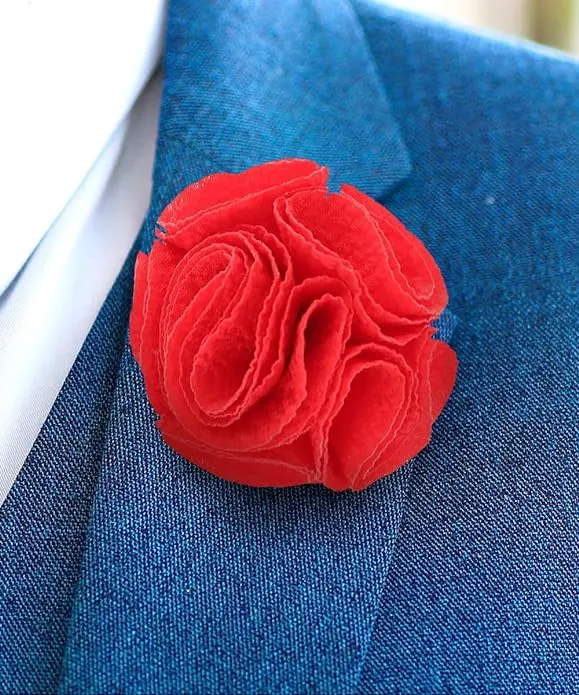 Vittorio Vico Unisex Solid Seersucker Flower Lapel Pin