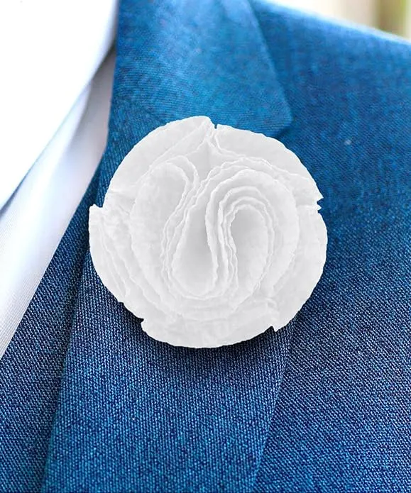 Vittorio Vico Unisex Solid Seersucker Flower Lapel Pin