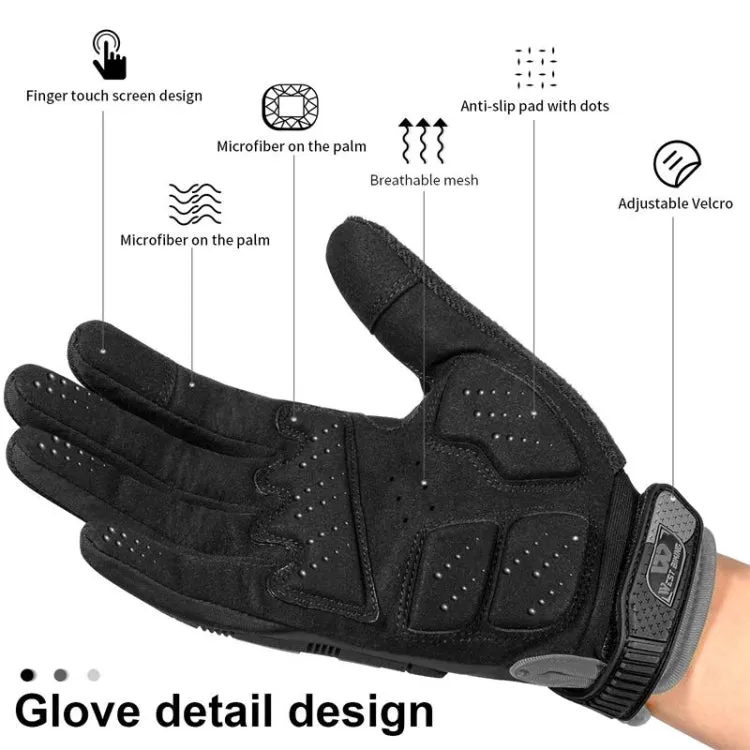 WEST BIKING YP0211208 Riding Gloves Motorcycle Bike Long Finger Non-Slip Touch Screen Gloves, Size: L(Black Orange)