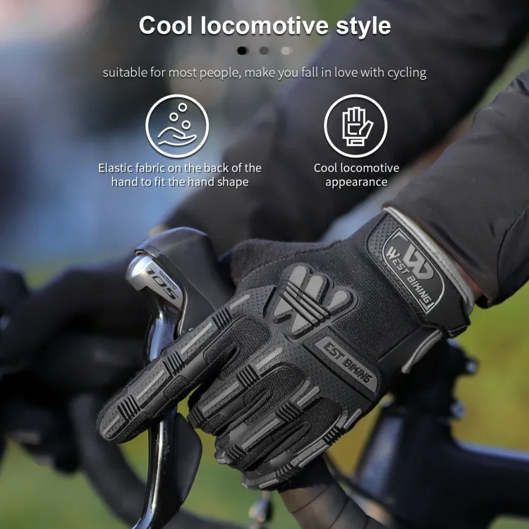 WEST BIKING YP0211208 Riding Gloves Motorcycle Bike Long Finger Non-Slip Touch Screen Gloves, Size: L(Black Orange)