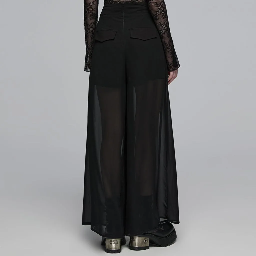 Women's Gothic Buckle Double-layered Draped Skirt