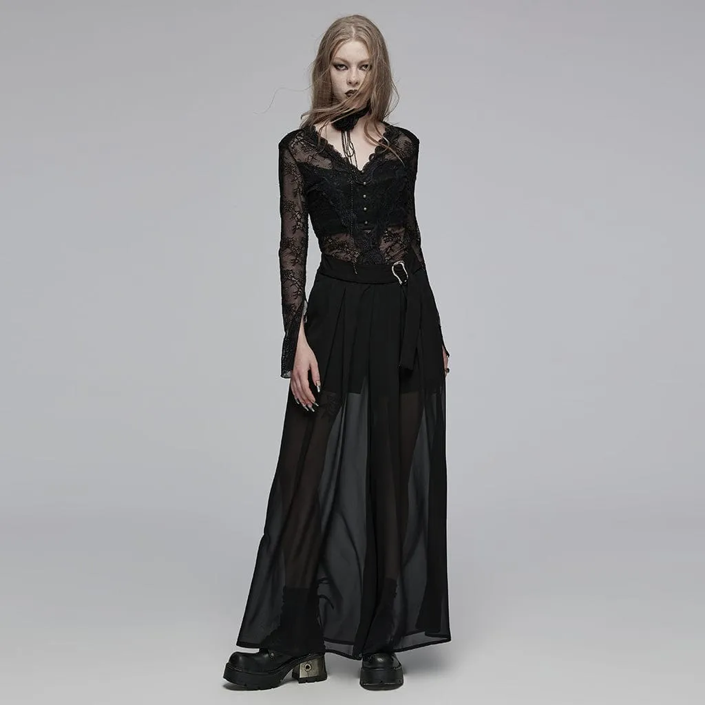 Women's Gothic Buckle Double-layered Draped Skirt