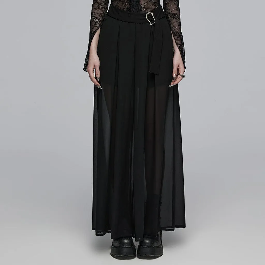 Women's Gothic Buckle Double-layered Draped Skirt