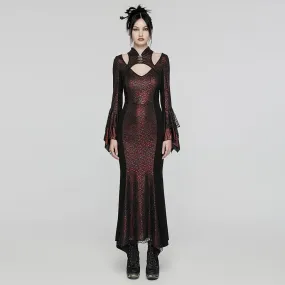 Women's Gothic Cheongsam Collar Fishtailed Gown Dress Red