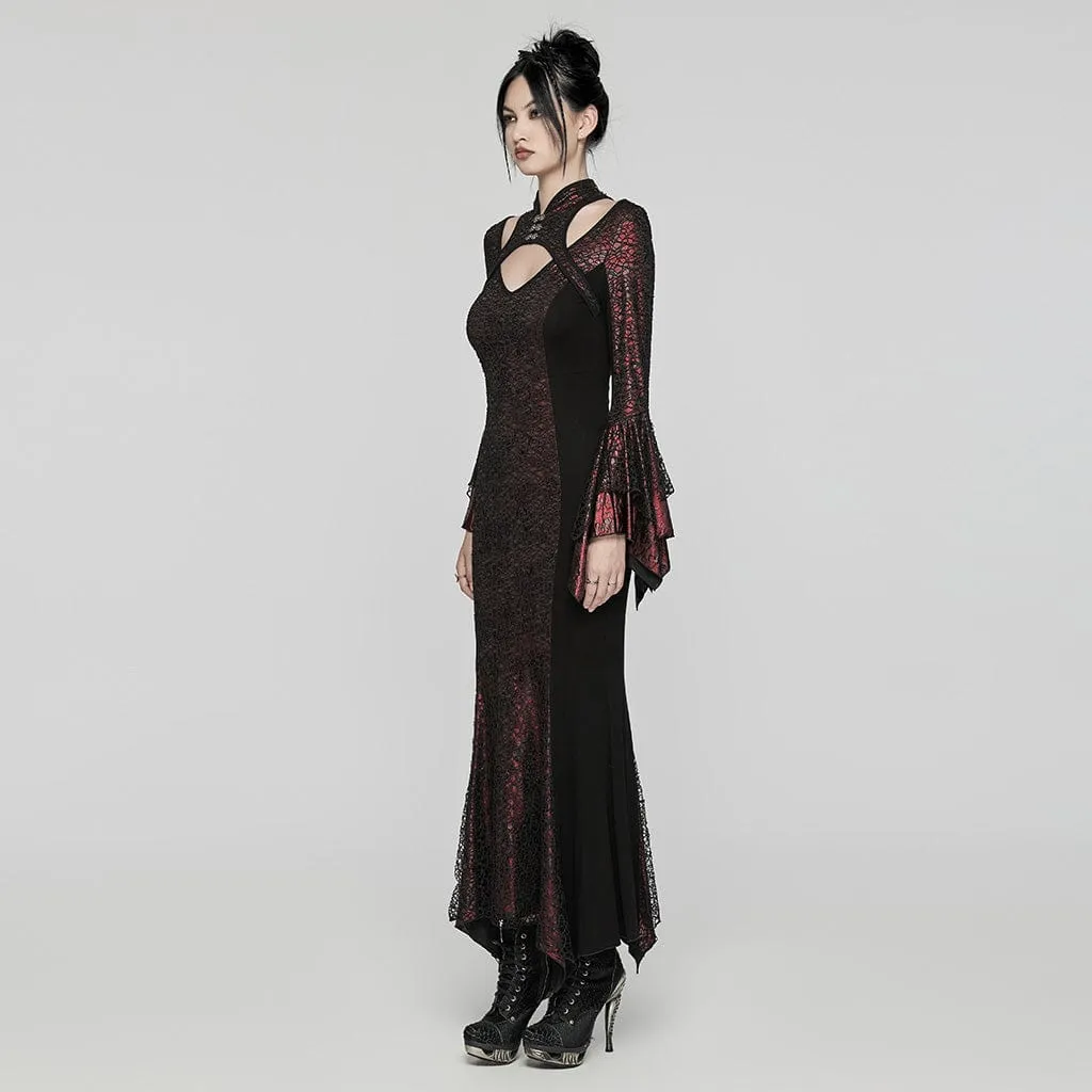 Women's Gothic Cheongsam Collar Fishtailed Gown Dress Red