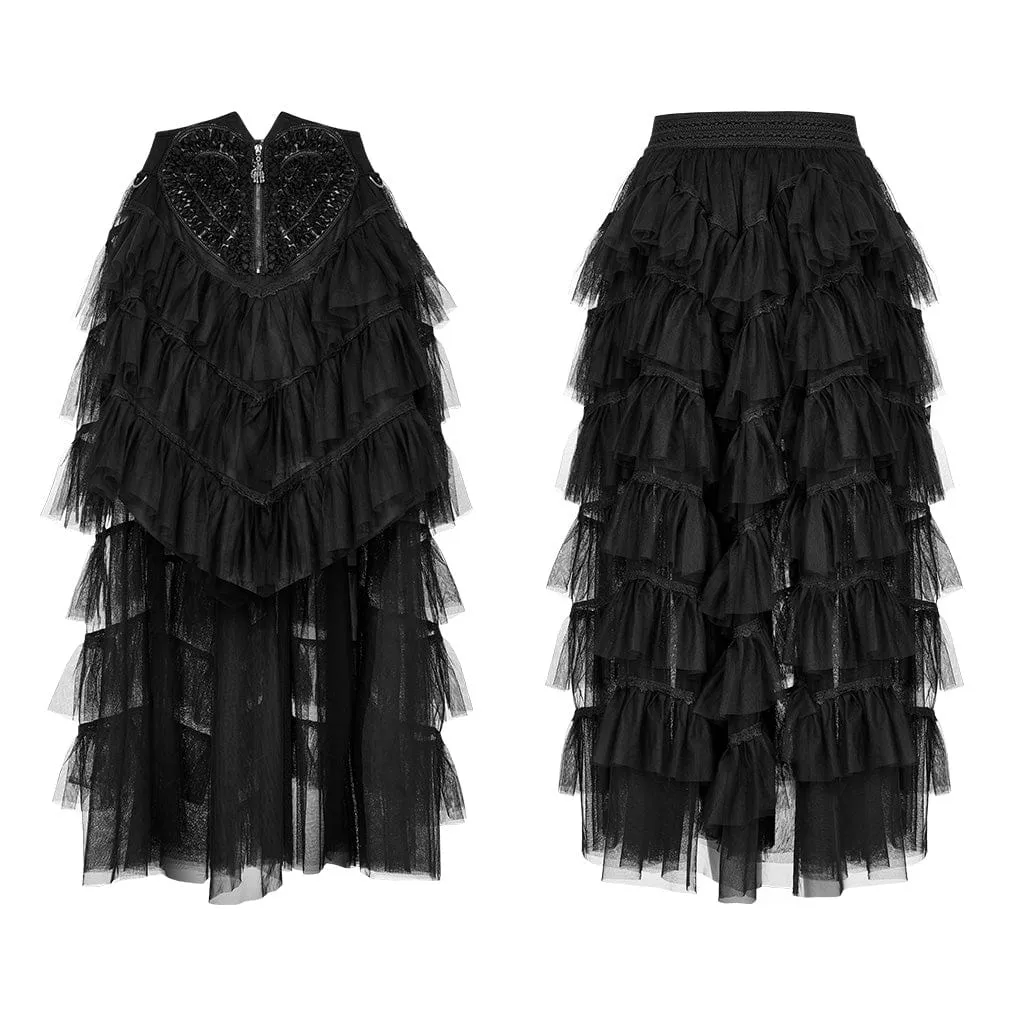 Women's Gothic Irregular Layered Mesh Skirt