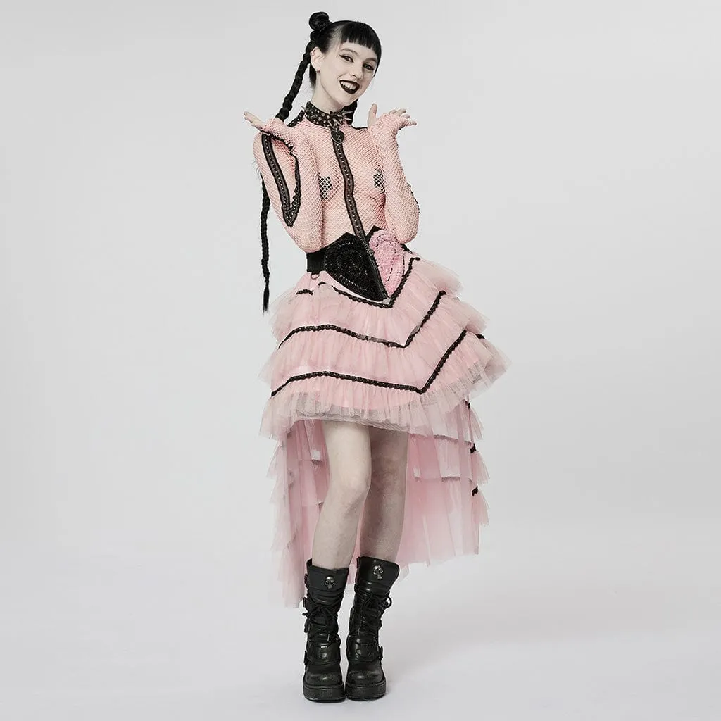 Women's Gothic Irregular Layered Mesh Skirt