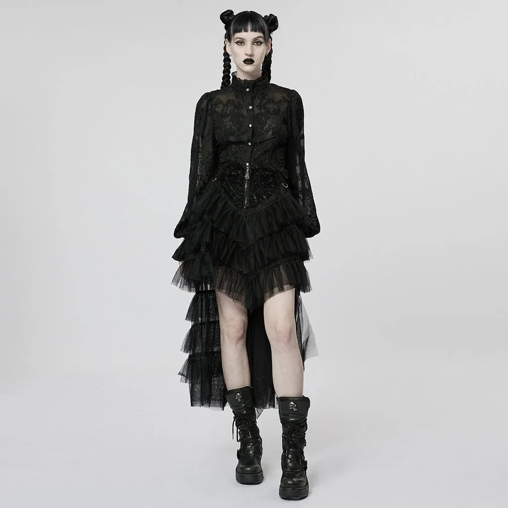 Women's Gothic Irregular Layered Mesh Skirt