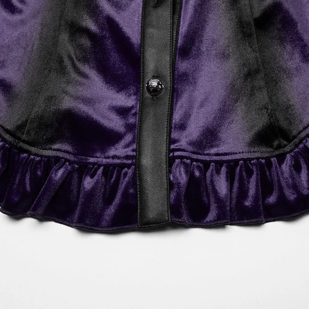 Women's Gothic Puff Sleeved Gradient Velvet Shirt Violet