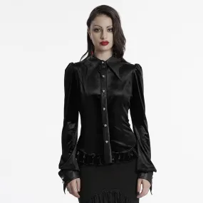 Women's Gothic Puff Sleeved Gradient Velvet Shirt