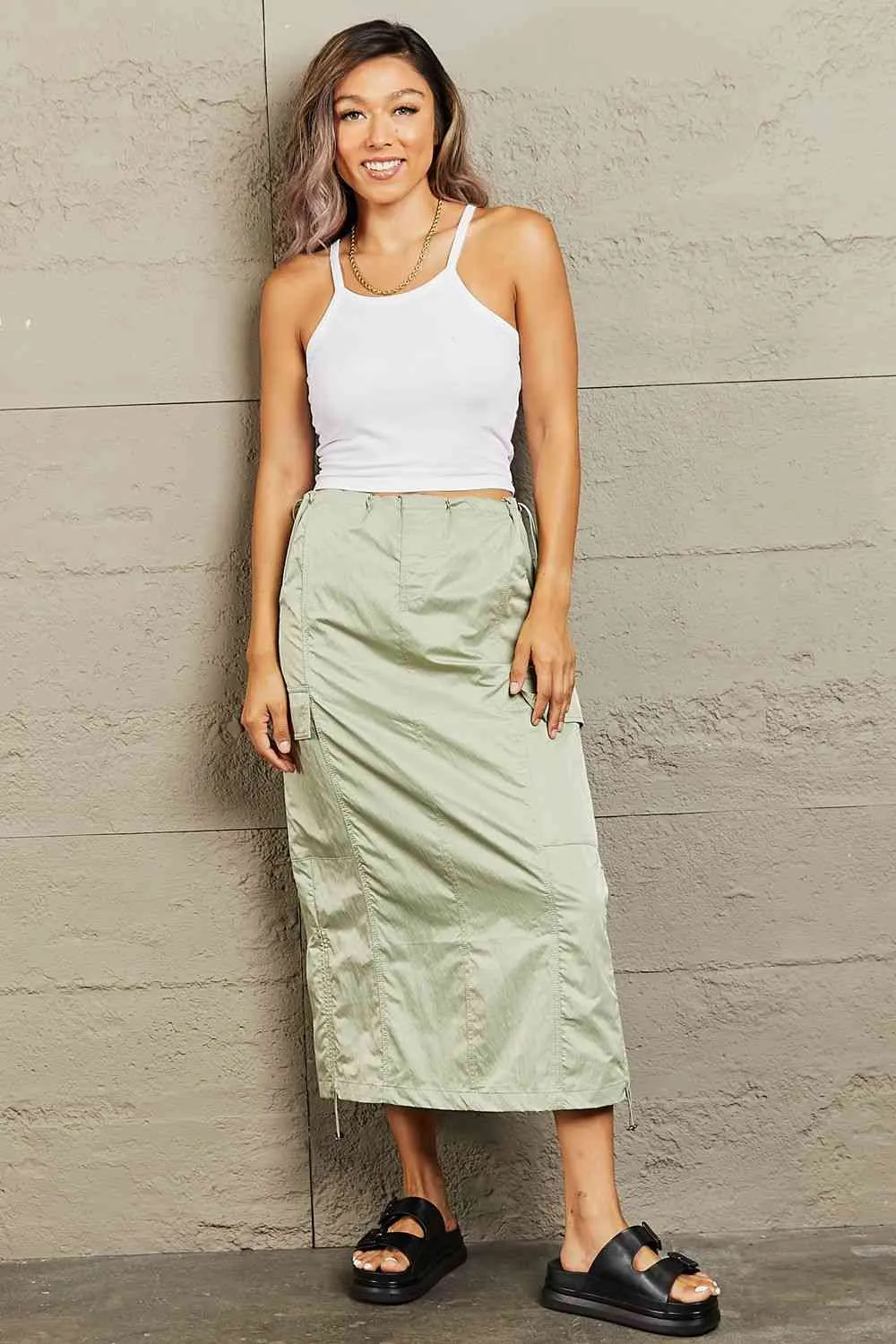 Women's HYFVE Just In Time High Waisted Cargo Midi Skirt