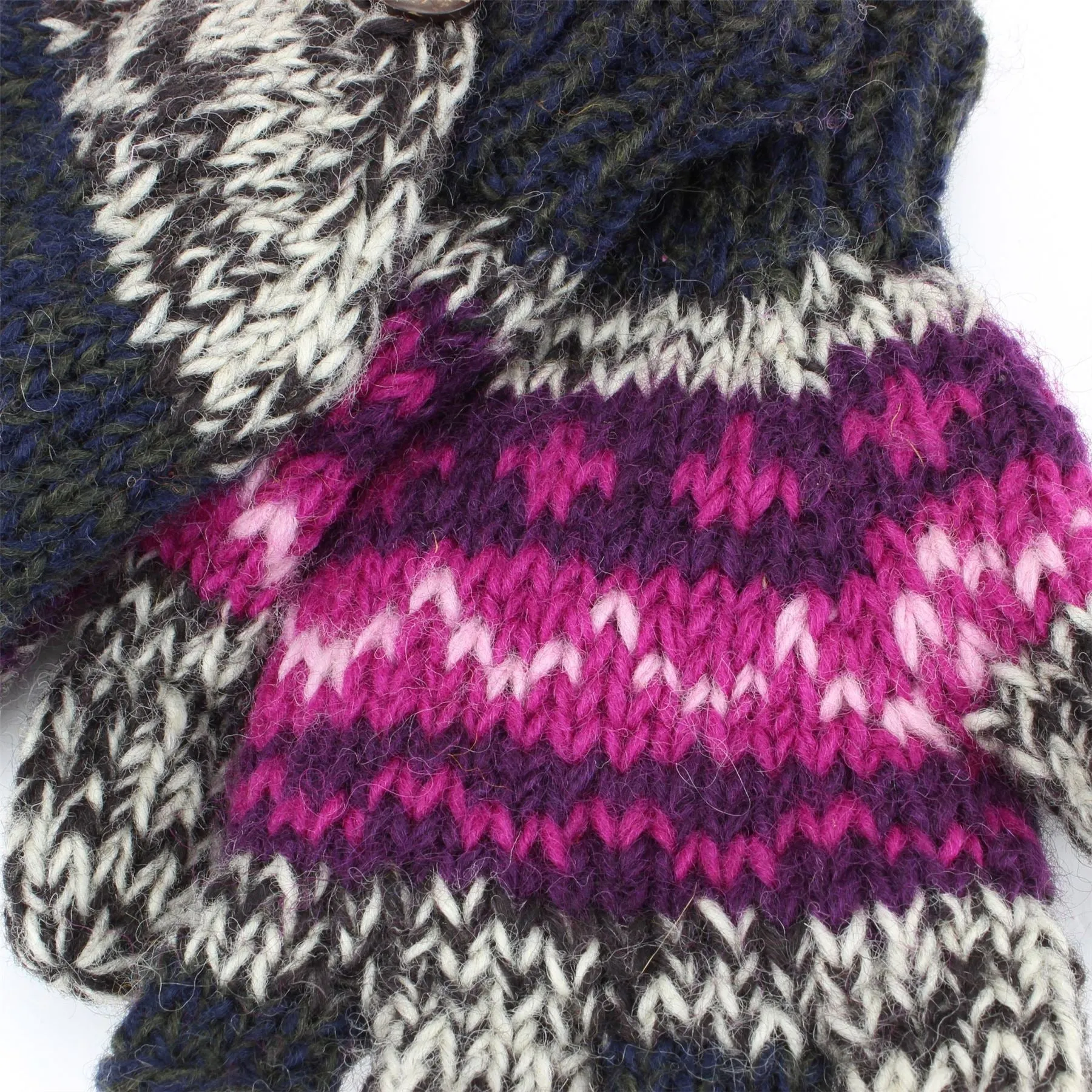 Wool Knit Fingerless Shooter Gloves - Space Dye (Dark Multi)