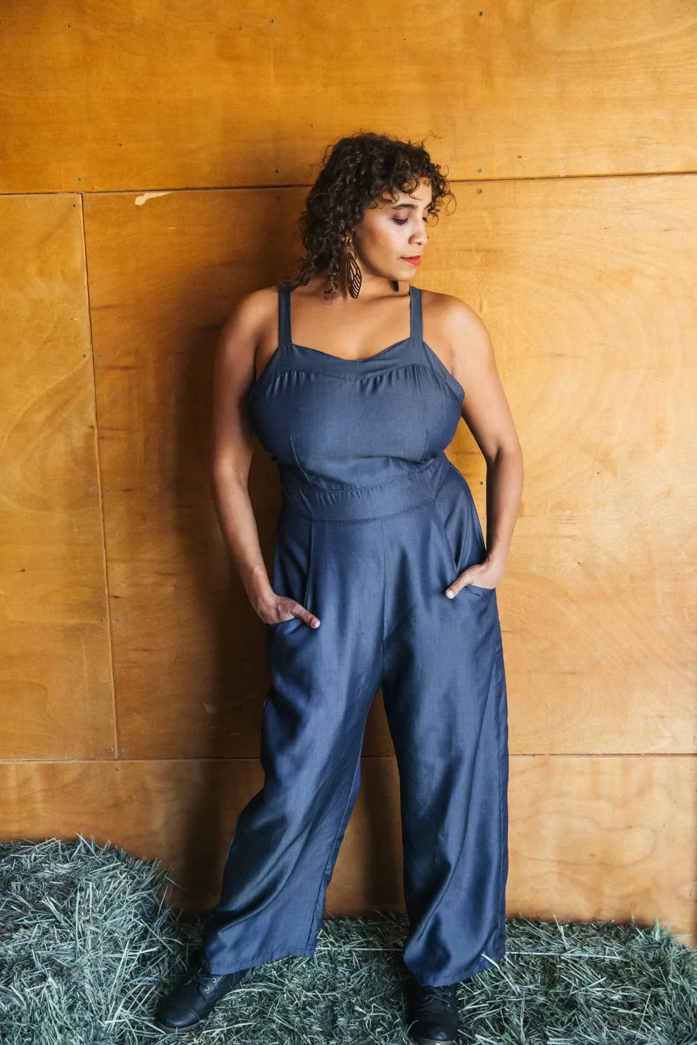 Yolked Juniper Jumpsuit in Denim Tencel