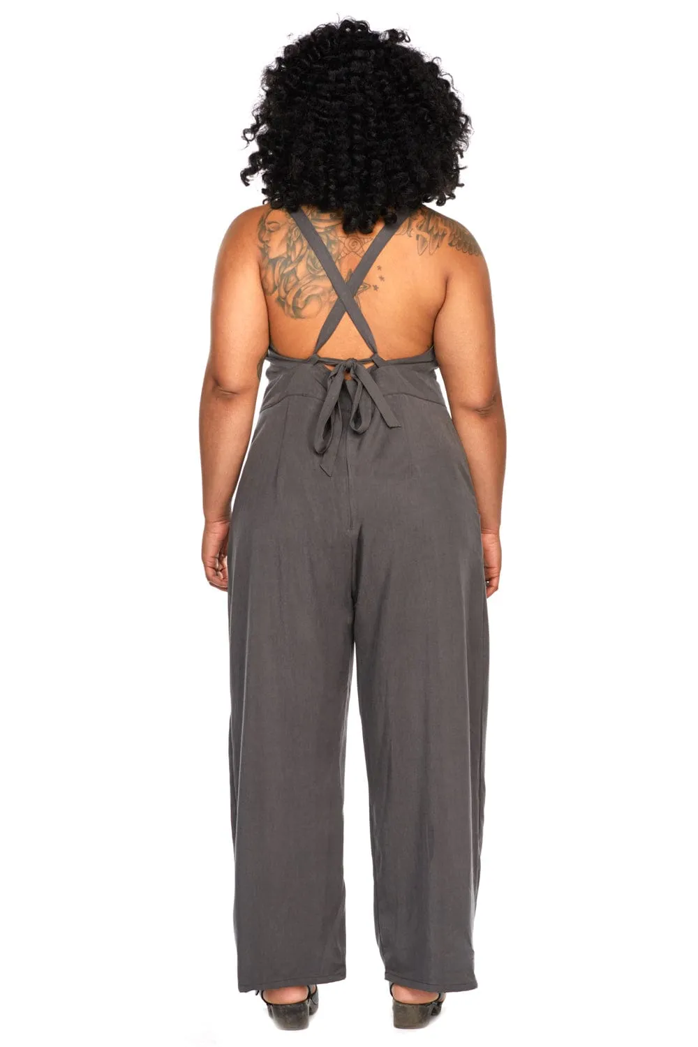 Yolked Juniper Jumpsuit in Olive Tencel