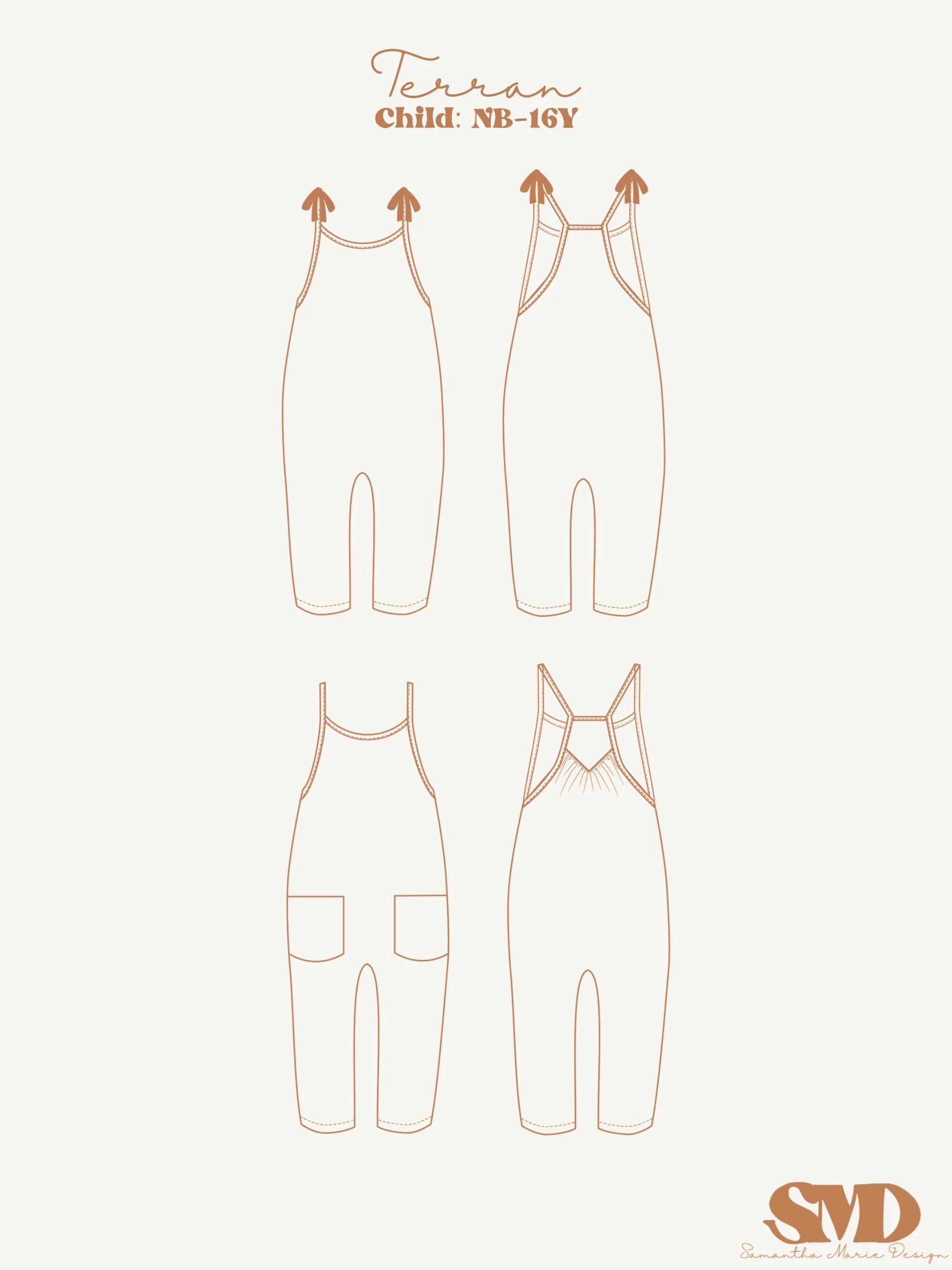 Youth Terran Jumpsuit Digital Sewing Pattern Sizes NB-16Y